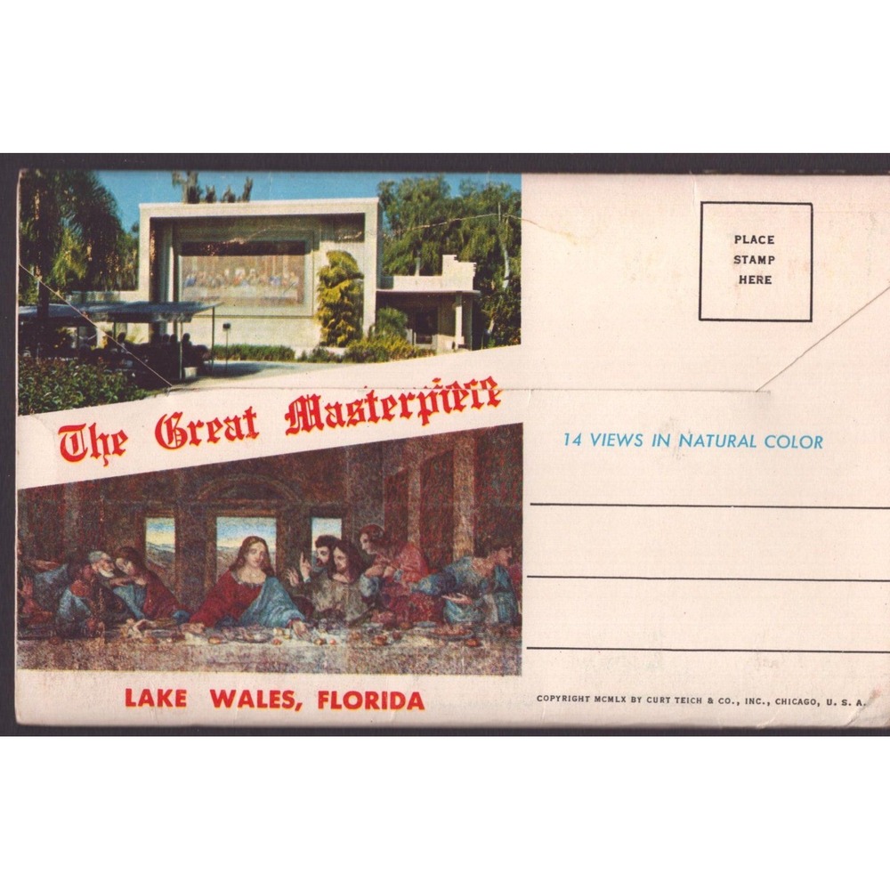 The Great Masterpiece Lake Wales Florida FL Last Supper Mosaic Postcard Folder - Picture 2 of 2